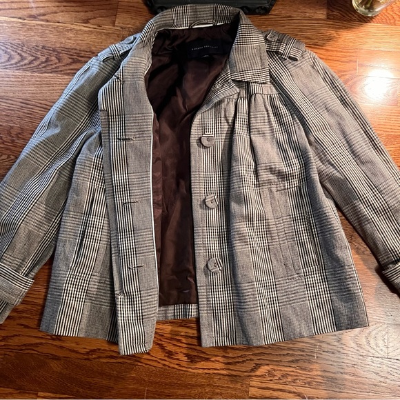 Banana Republic Cropped Mini Houndstooth Plaid French Inspector Jacket/Blazer - Picture 6 of 14